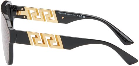 versace black greek key sunglasses|Versace: Black La Greca Sunglasses .